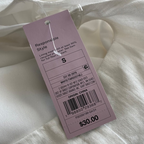 WILD FABLE Linen Blend Button-Front Drop Waist Mini Dress in White NEW - Picture 12 of 15